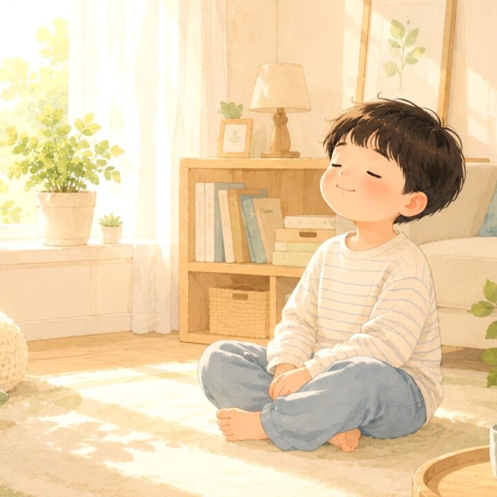 평촌 소아 틱장애 – 편안히 앉아 눈을 감고 쉬는 아이