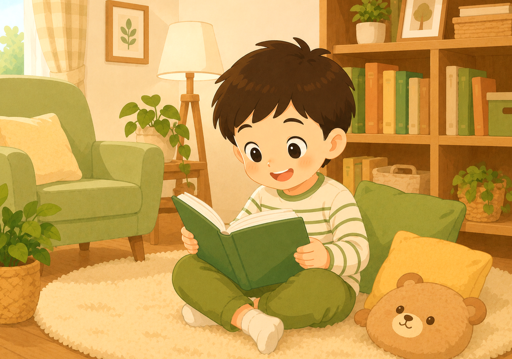 평촌 ADHD – 아이가 혼자 책에 집중하는 모습