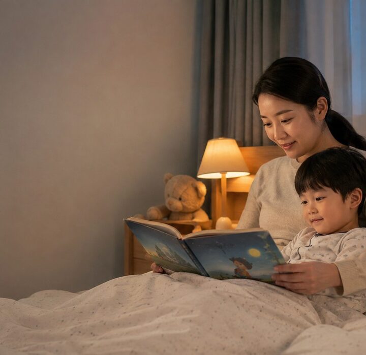 목동 야경증 – 밤에 침대에서 아이와 그림책을 읽는 엄마