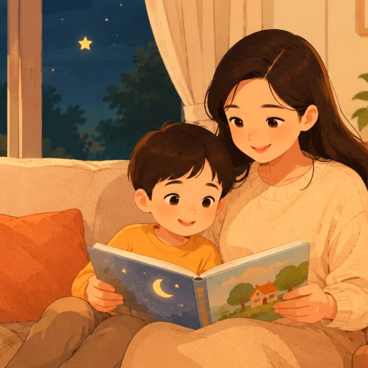 성북 소아 야경증 – 밤에 그림책을 읽으며 편안히 잠자리에 드는 아이와 엄마