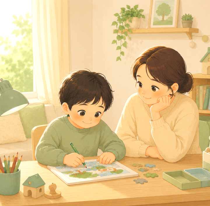 성북 소아 ADHD – 부모와 함께 퍼즐을 맞추는 아이
