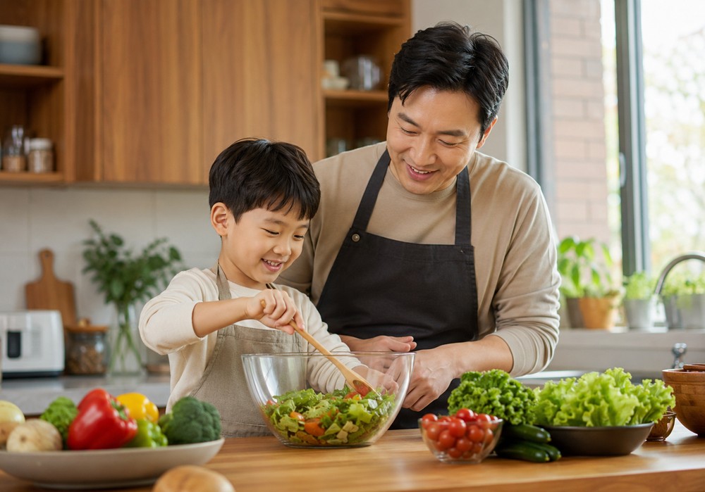 규칙적인 식사 리듬으로 아이의 소화력을 돕는 생활 관리 모습