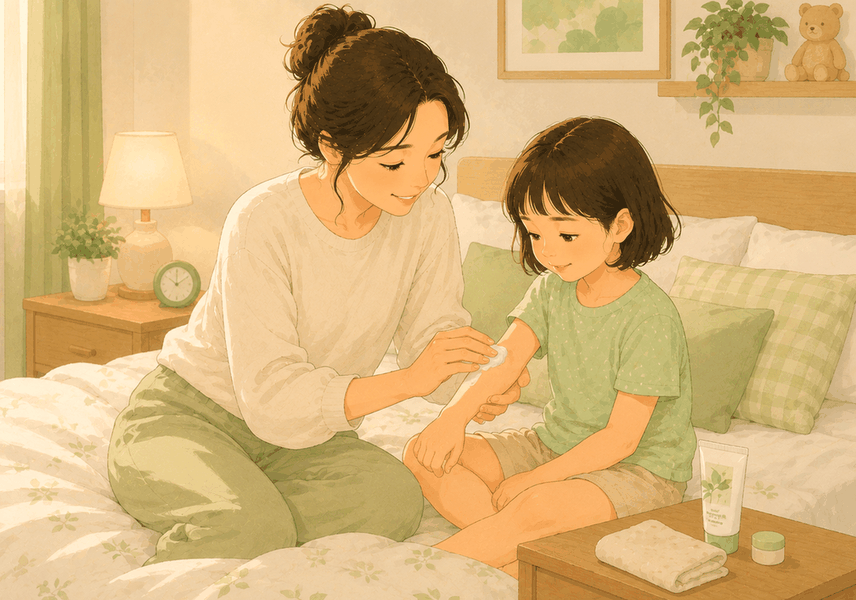 잠실 물사마귀 — 진료실에서 아이 피부와 체질을 상담하는 장면
