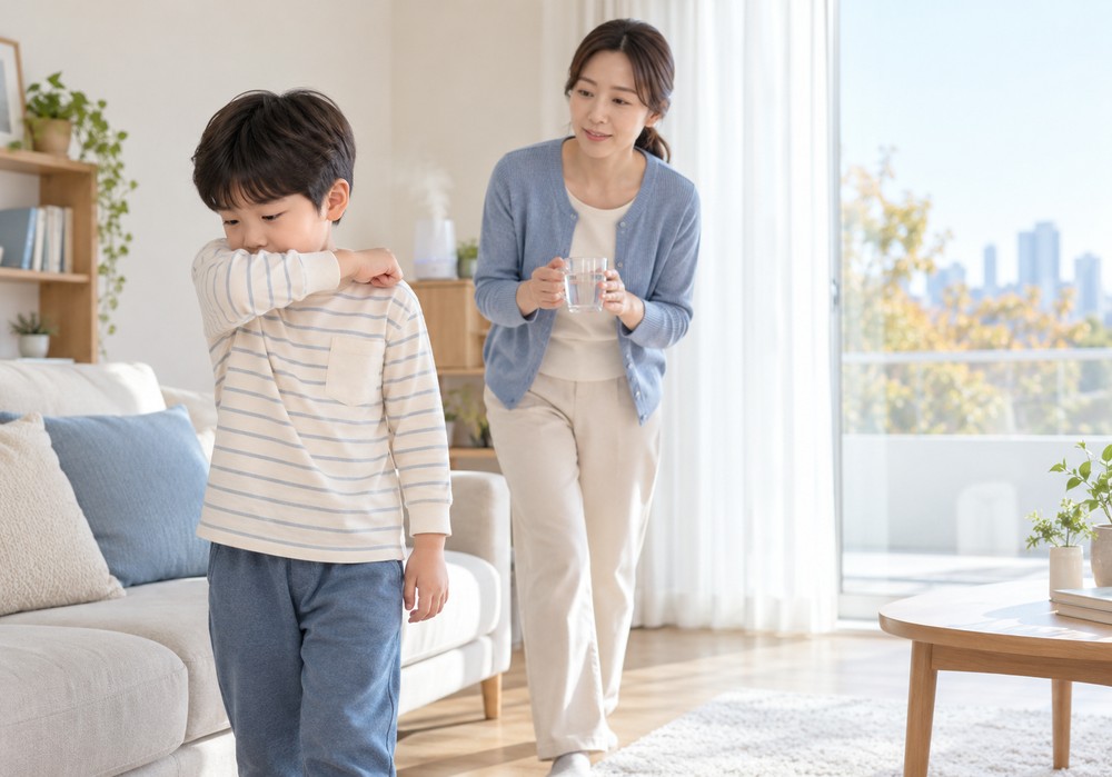 광명 기관지 약한 아이 따뜻한 물 담백한 식사 생활관리