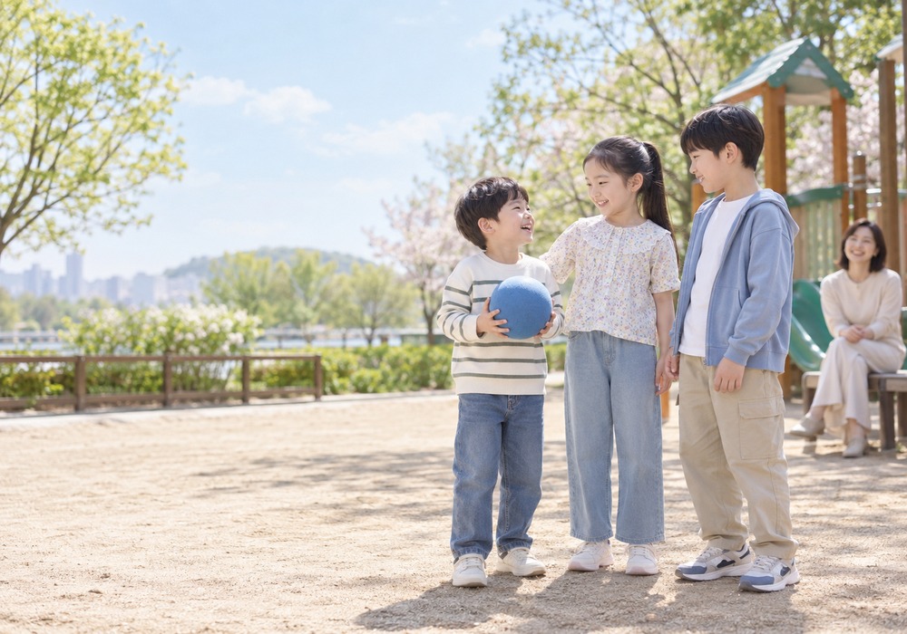 또래보다작은아이 — 벽에 키를 재며 성장을 확인하는 아이와 엄마의 모습