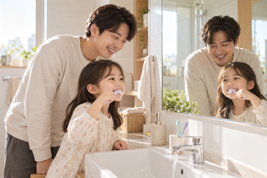 양치해도 아이 입냄새가 반복될 때 아이를 지켜보는 아빠