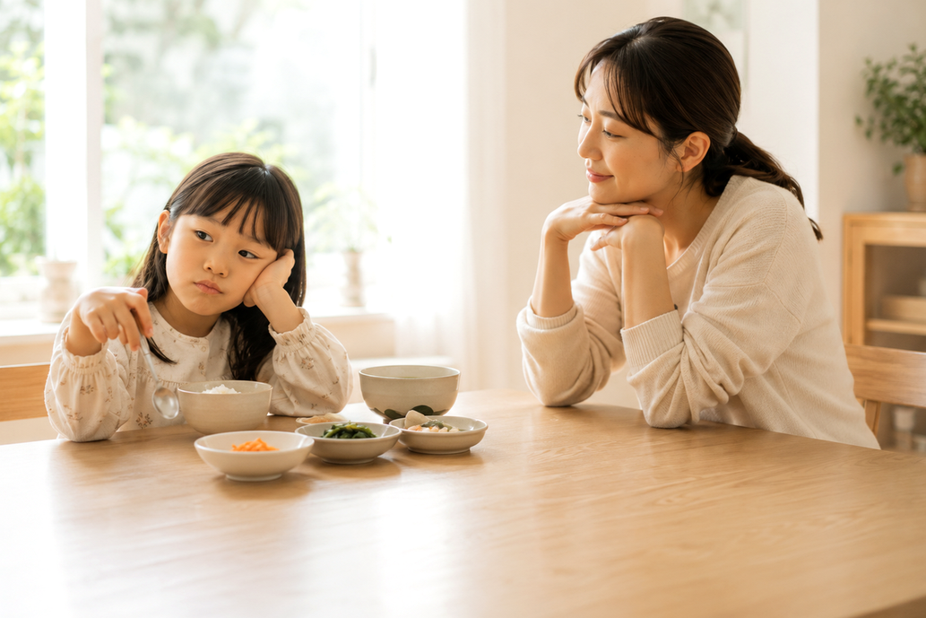 동탄 식욕부진 – 아이가 밥상 앞에서 수저만 든 채 먹지 않는 모습