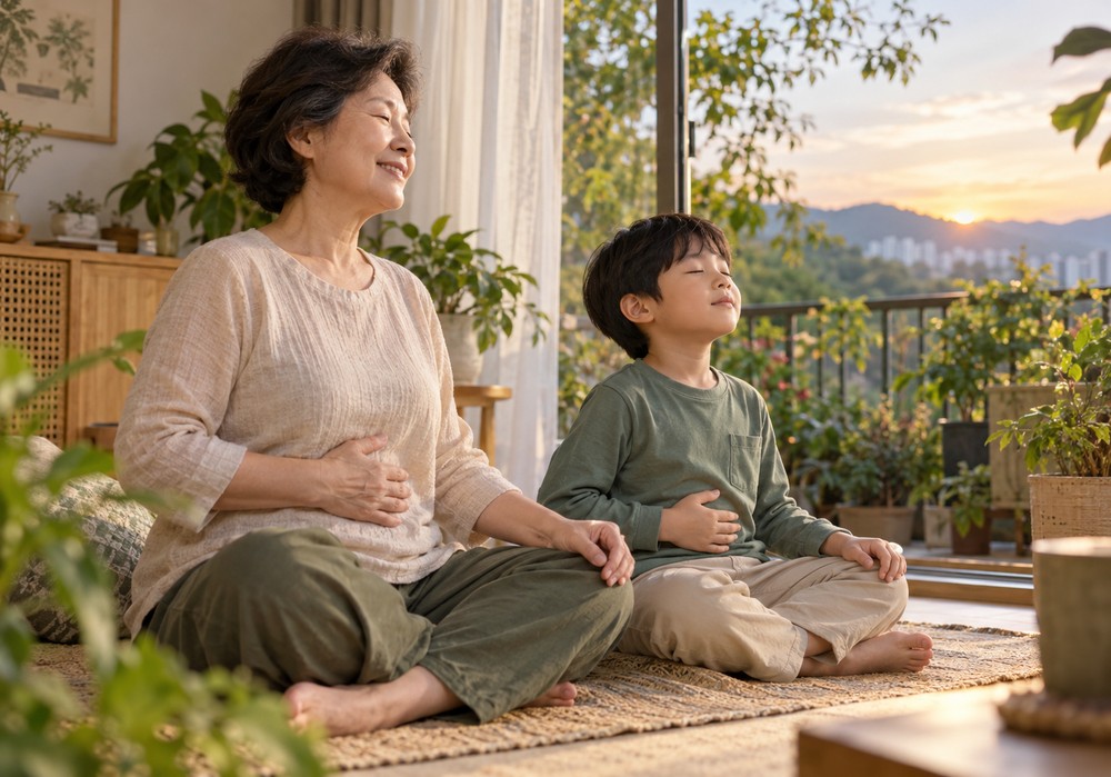 동탄 천식한약아이 — 아이의 숨소리와 호흡기 상태를 함께 살피는 한방 진료 모습