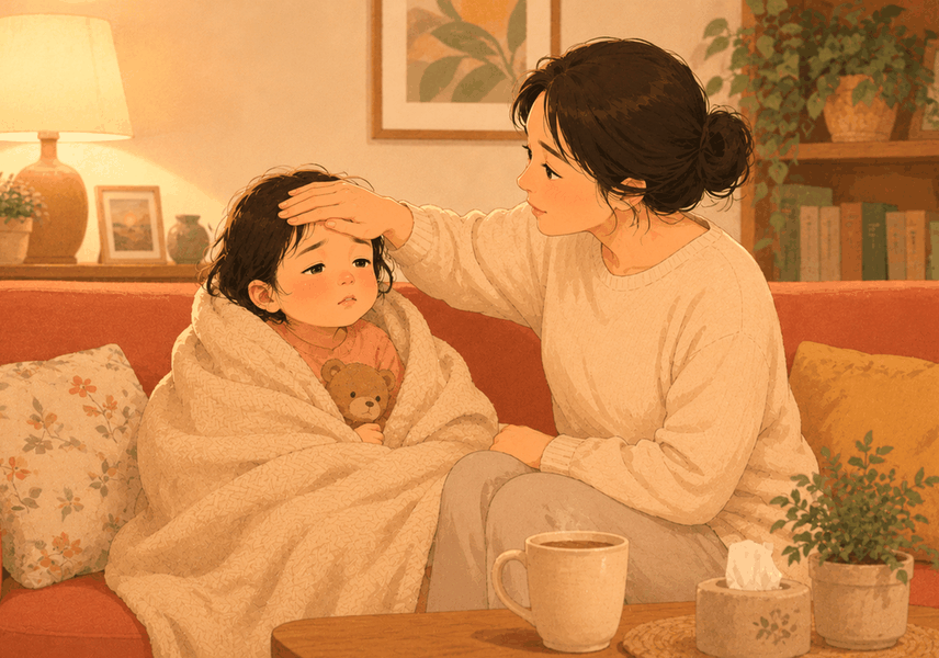 분당 소아 감기 — 콧물 나는 아이를 살펴보는 모습