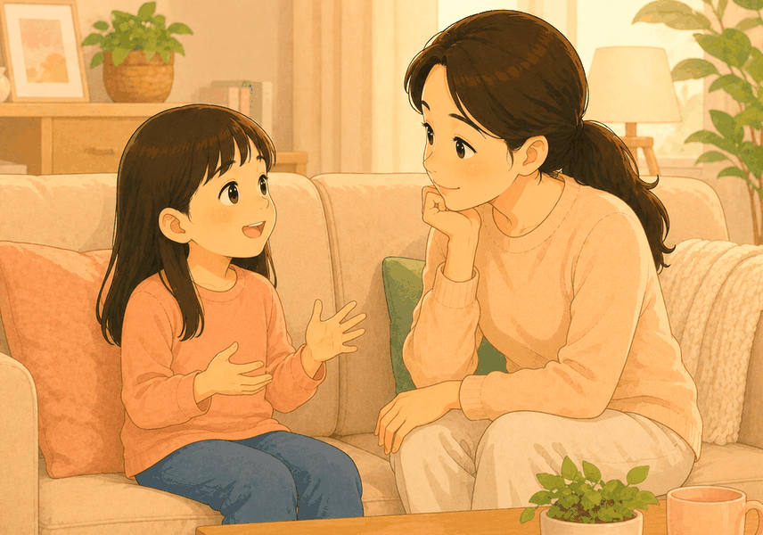 상담실에서 부모와 이야기 나누는 모습
