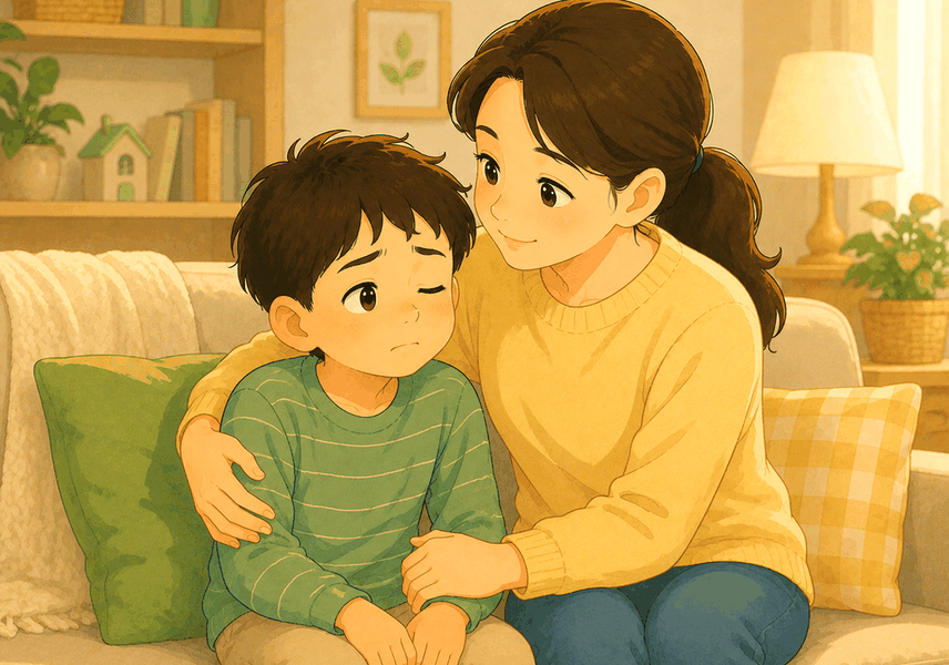수원 소아틱장애 — 진료실에서 아이와 눈을 맞추며 이야기하는 원장