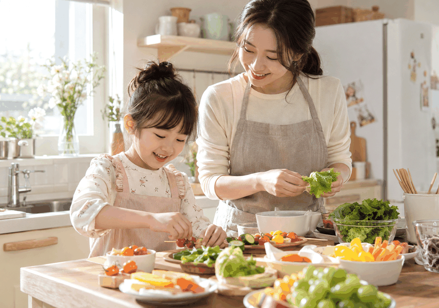 수원 편식심한아이 — 물컹한 채소를 다져 질감을 바꿔 조리하는 모습
