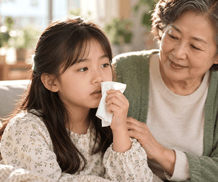 신흥어린이축농증 – 코막힘으로 코 주변을 만지며 불편해하는 아이
