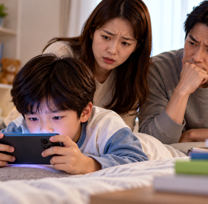 송도ADHD스크린타임 – 스마트폰 화면을 오랫동안 바라보는 아이