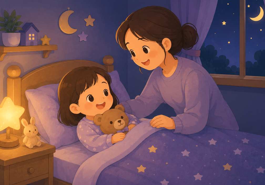 하남미사 야뇨증 – 아침에 이불을 정리하며 아이를 안심시키는 부모