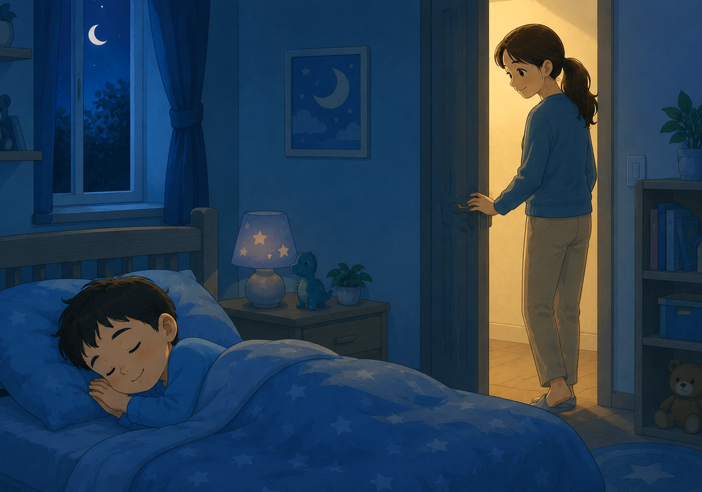 이른 저녁 잠자리에 드는 아이