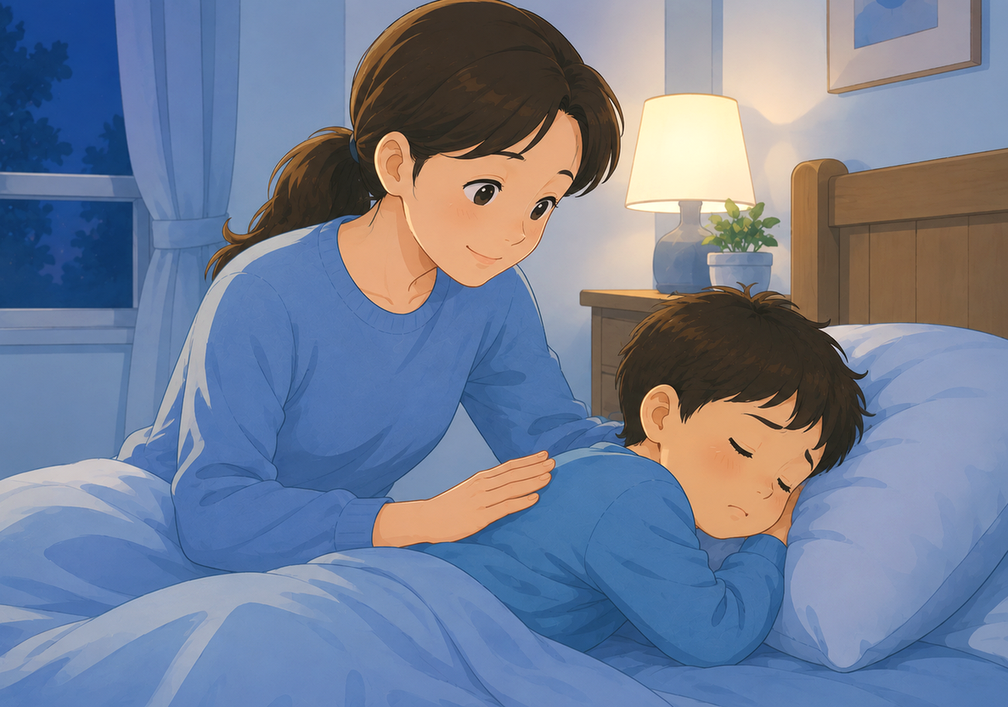 가습기가 켜진 아이 방에서 물컵을 든 아이