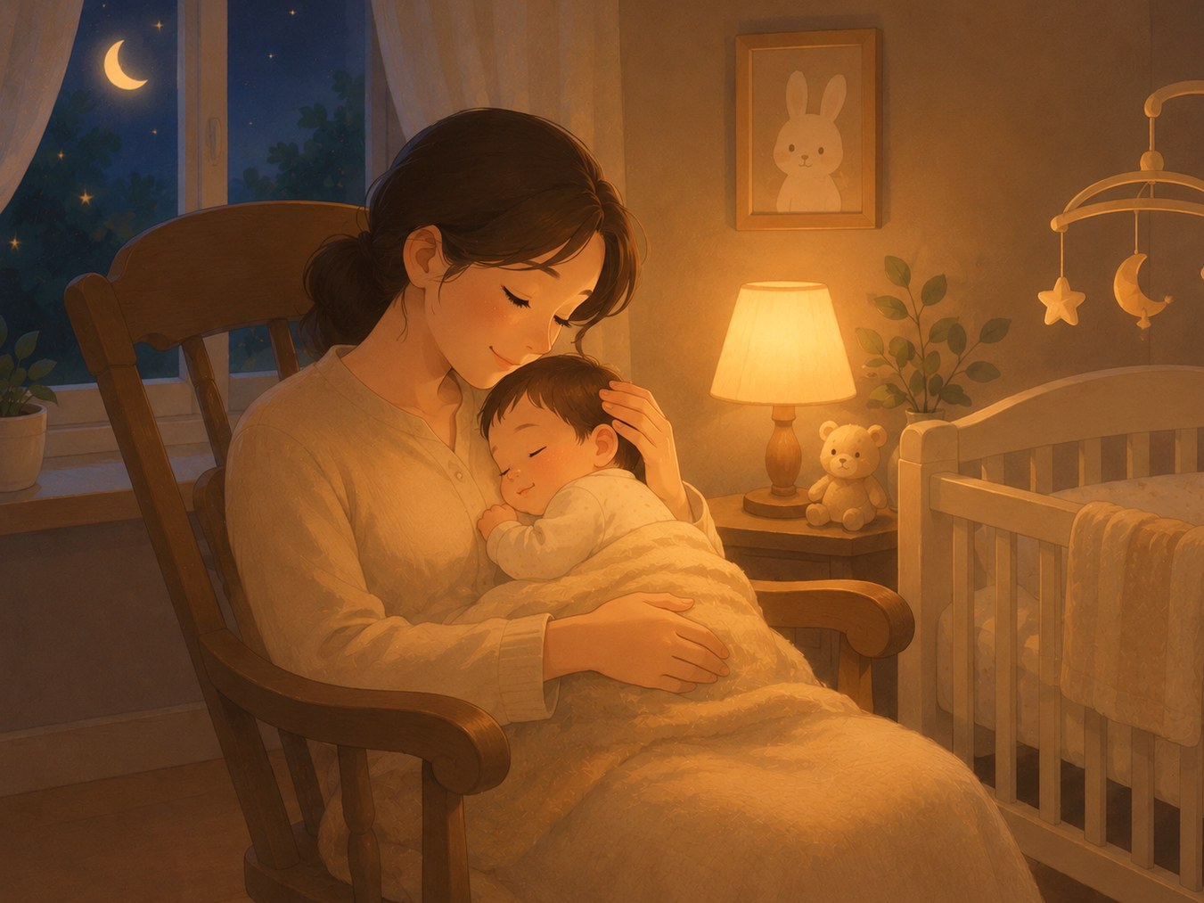 광주신세계 소아 야제증 수면 관리 – 아이를 품에 안고 달래는 부모