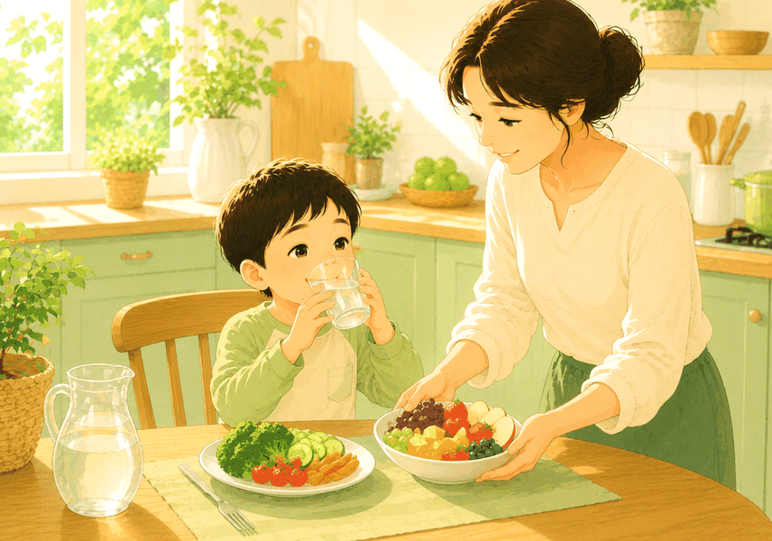 구미 소아 변비 — 섬유질이 풍부한 식탁을 준비하는 모습