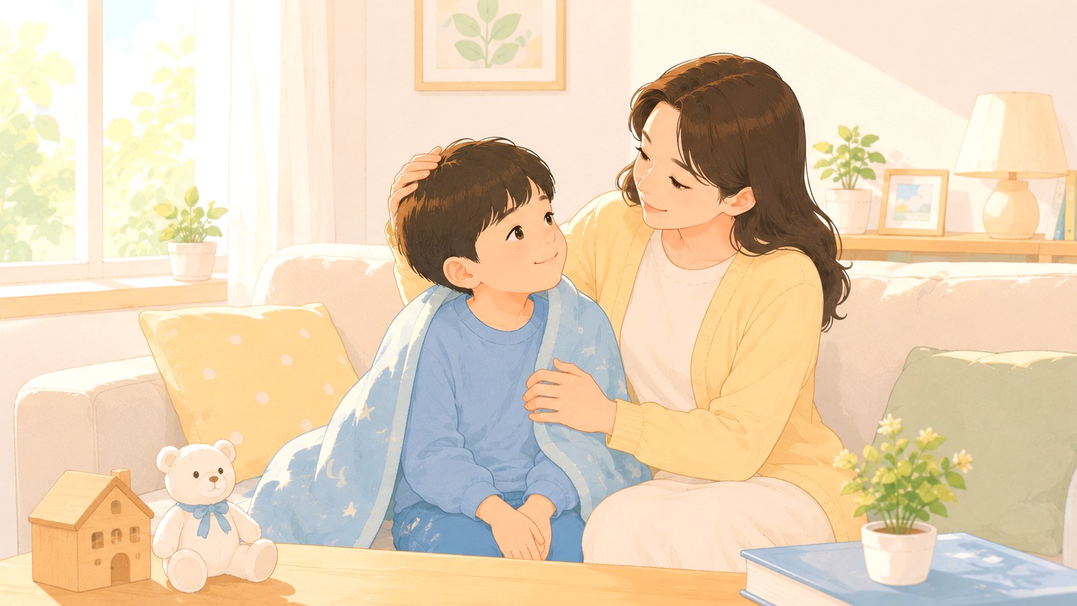 김해장유 야뇨증 – 아침에 아이를 다정하게 안심시키는 엄마