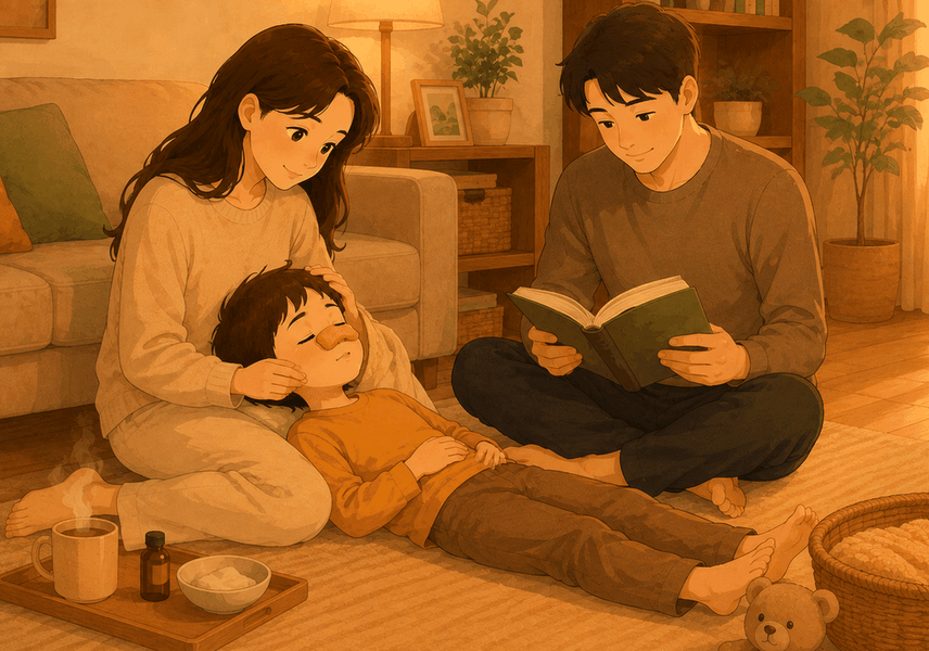 김해장유 축농증 — 코를 답답해하는 아이를 살피는 손