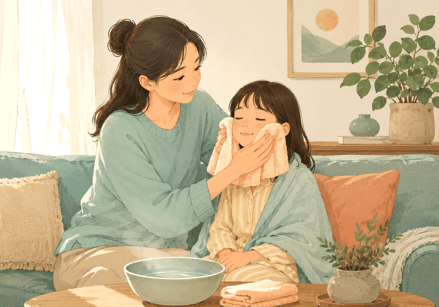 울산 축농증 — 아이누리한의원 울산점에서 아이의 코 상태를 살피는 모습