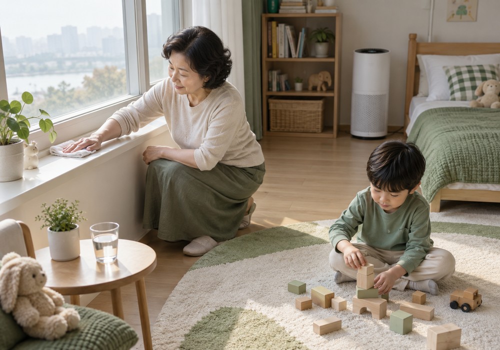 울산 기관지염 미세먼지 생활관리 환기 습도 따뜻한 물